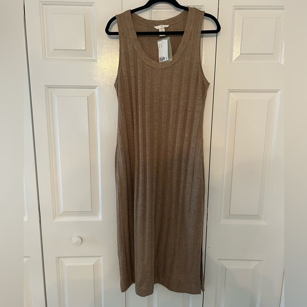 Brown Knit Midi Tank Dress NWT